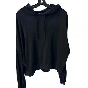 MICHAEL LAUREN WOMEN’S CROPPED HOODIE OMBRE BLACK SIZE L